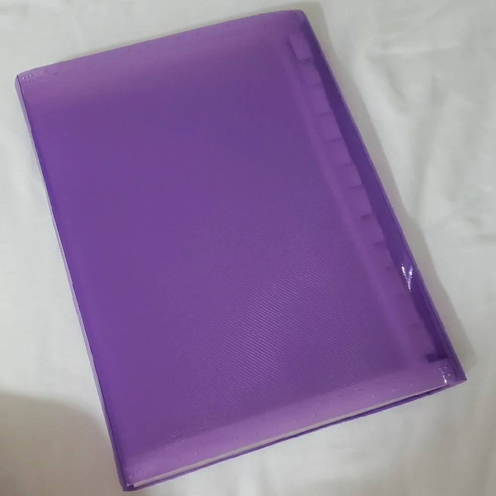 Purple Tablet Organizer Semi Transparent Folder With Label Slot